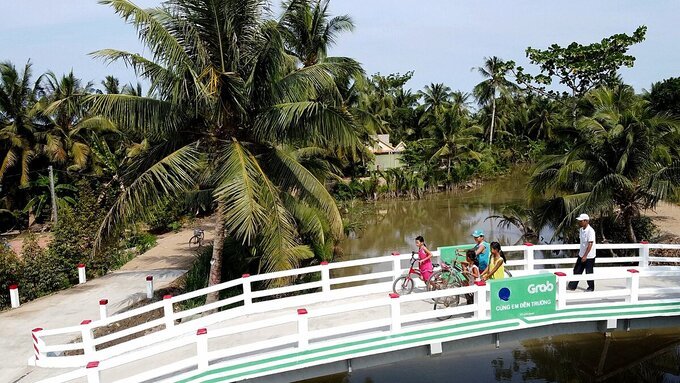 Cầu dân sinh tại Vĩnh Long Grab hỗ trợ xây dựng. Ảnh: Grab Việt Nam.
