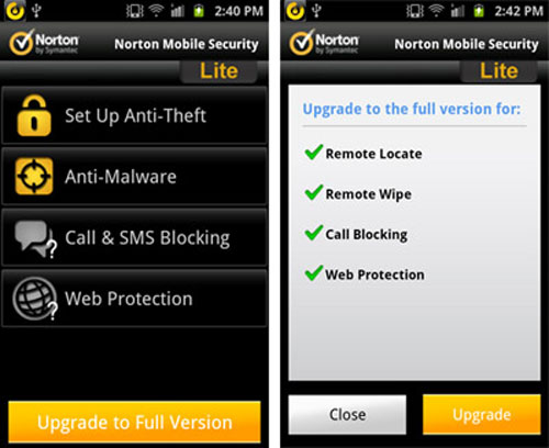 Phần mềm tìm điện thoại Android Norton Mobile Security 