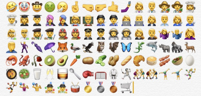 Các bộ emoji mới trong iOS 10.2.