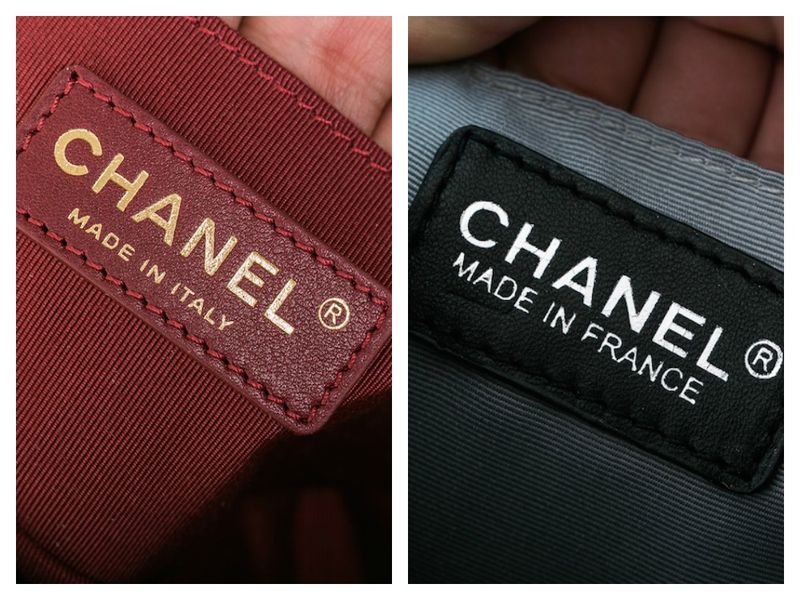 Phần tên thương hiệu ở túi xịn, phần font chữ, màu sắc luôn sắc nét, thẳng hàng, khoảng cách và vị trí đường chỉ và tên thương hiệu luôn hài hòa tuyệt đối.