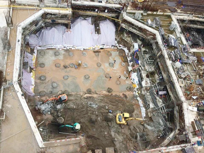 Toà Summer 1 đang thi công sàn B3, dự kiến cuối tháng 6/2017 sẽ đổ xong đài thang máy.