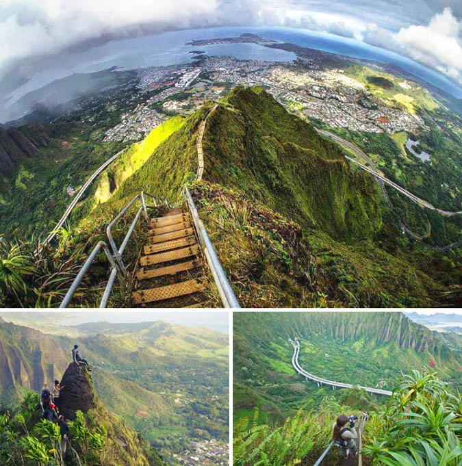 Đường mòn Haiku, cũng được gọi với tên khác là Nấc thang lên Thiên đường, được những người theo tín ngưỡng tôn xưng là con đường tâm linh cuối cùng, trải dài 4000 bậc thang trên đảo Oahu của người Hawaii. 