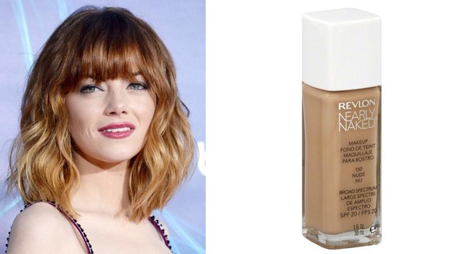 Emma Stone thích sử dụng kem nền Nearly Naked Makeup của Revlon vì độ che phủ tốt. Sản phẩm này cũng giúp chống tia UV. Nó có giá 10 USD (khoảng 210.000 VNĐ).