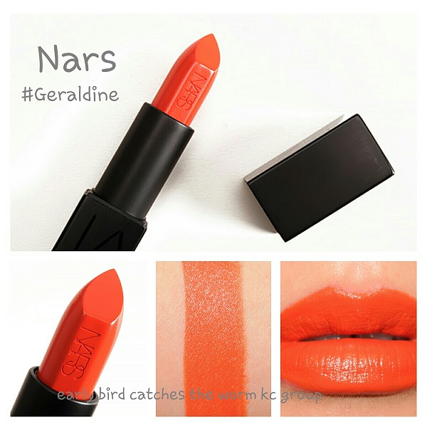 NARS sớm “nổi đình nổi đám” với bộ sưu tập Audacious Lipstick gồm hai tông màu cam của vỏ quýt Geraldine và màu san hô cam nền nã Catherine.