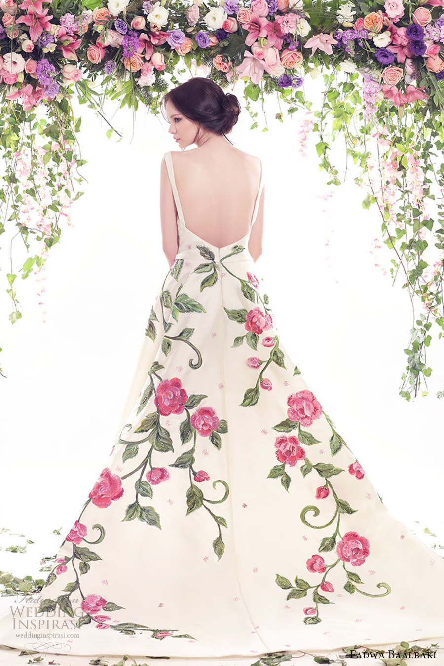 fadwa baalbaki spring 2016 couture jewel neck ball gown multi color floral print bv