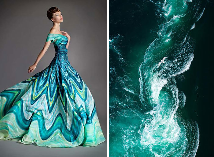 Thiết kế váy như thủy triều cuộn bạc sóng.