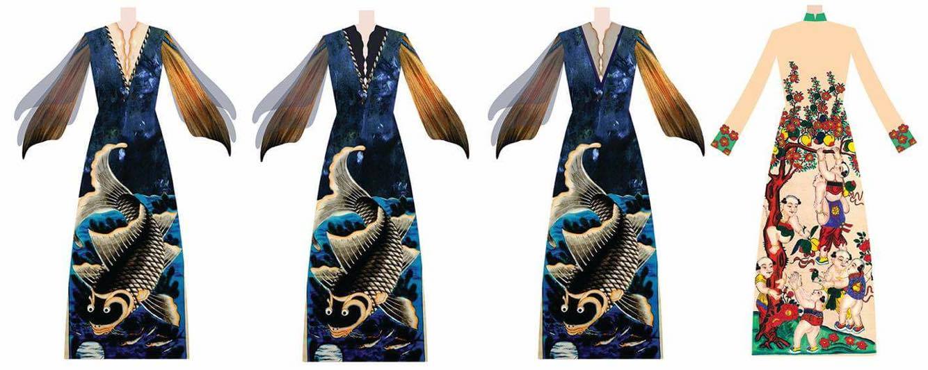 Những hình ảnh thiết kế trong BST của hoa hậu Đặng Ngọc Hân sẽ tham dự Festival áo dài Hà Nội năm 2016 lần này