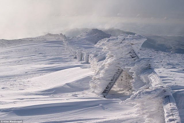 Tác phẩm điêu khắc tự nhiên bằng băng tuyệt đẹp ở Plynlimon. Ngọn đồi này nằm tại khu vực bắc Ceredigion, Mid Wales, do nhiếp ảnh gia Allan MacDougall ghi lại.