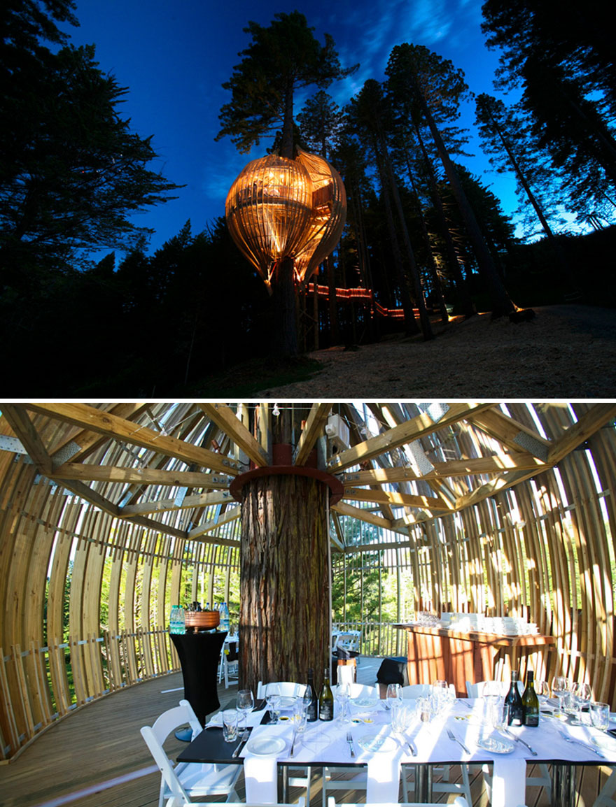 Nhà hàng trên cây Redwoods Treehouse tại New Zealand
