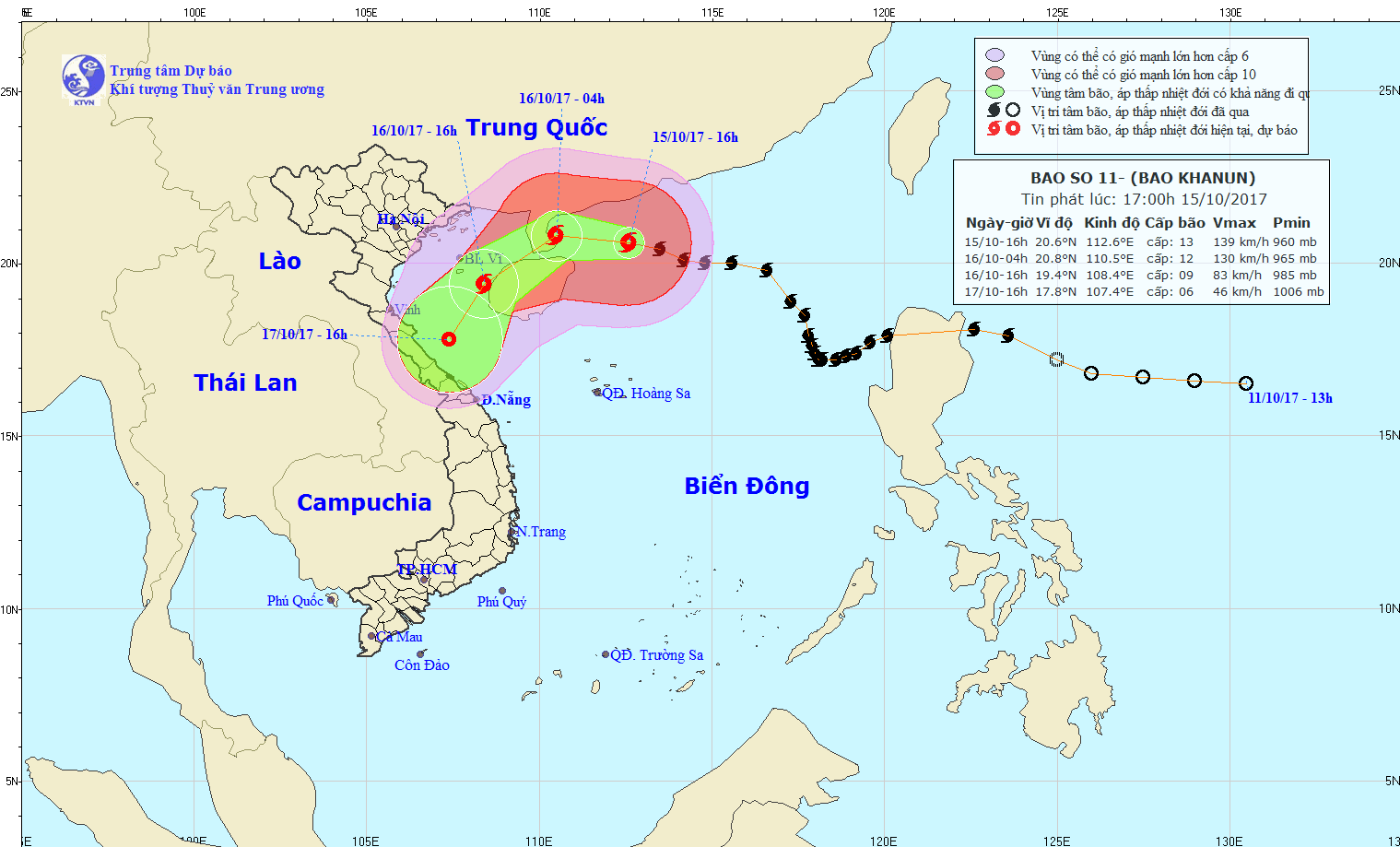Tin bao. Карта движения тайфуна Khanun.