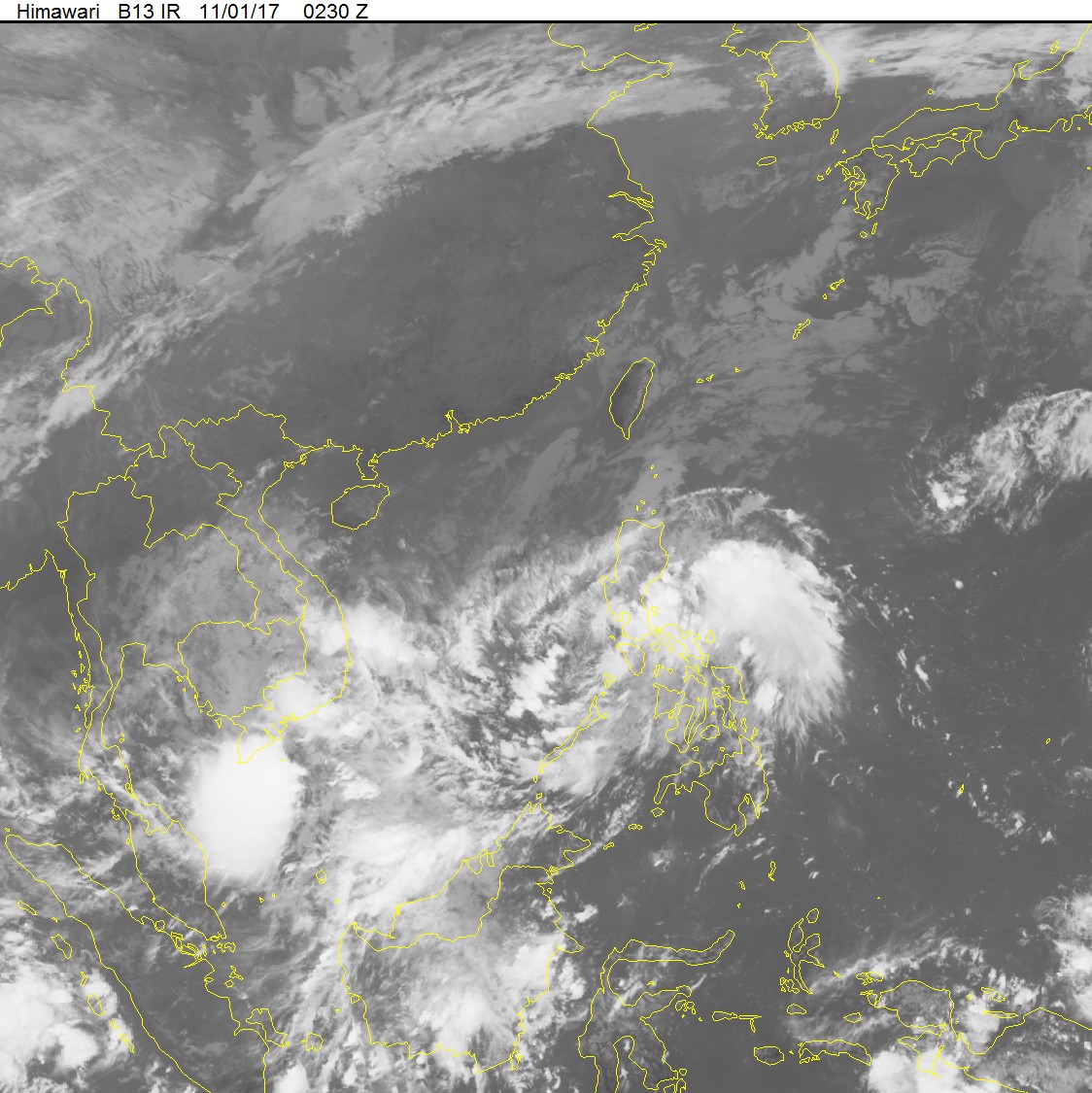 Hình ảnh vệ tinh của 2 áp thấp nhiệt đới. 