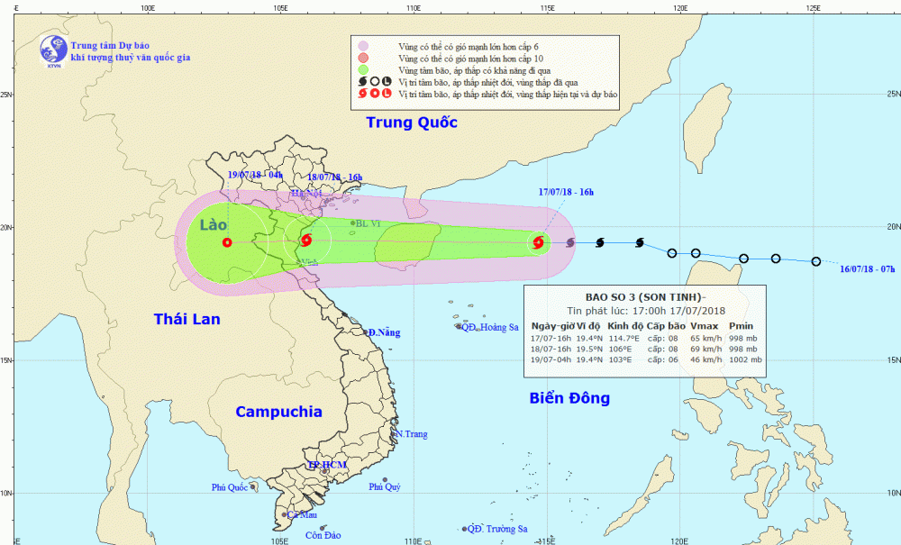 Tin bão khẩn cấp bão số 3 Sơn Tinh trên Biển Đông mới nhất