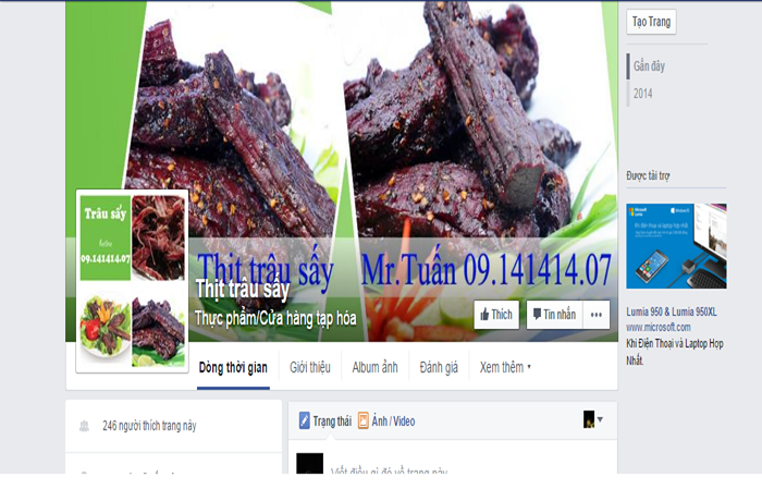 Thịt trâu khô được rao bán trên mạng xã hội