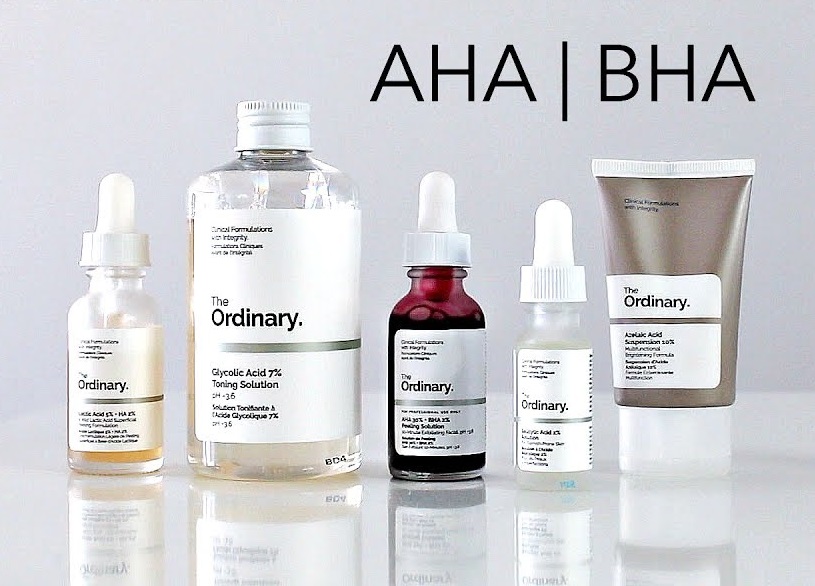 (The Ordinary là thương hiệu có nhiều sản phẩm chứa AHA và BHA)