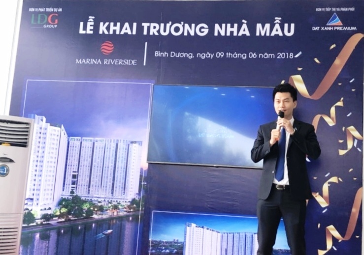 Ông Nguyễn Quốc Quý - Tổng giám đốc công ty cổ phần Đất Xanh Premium phát biểu tại lễ khai trương.