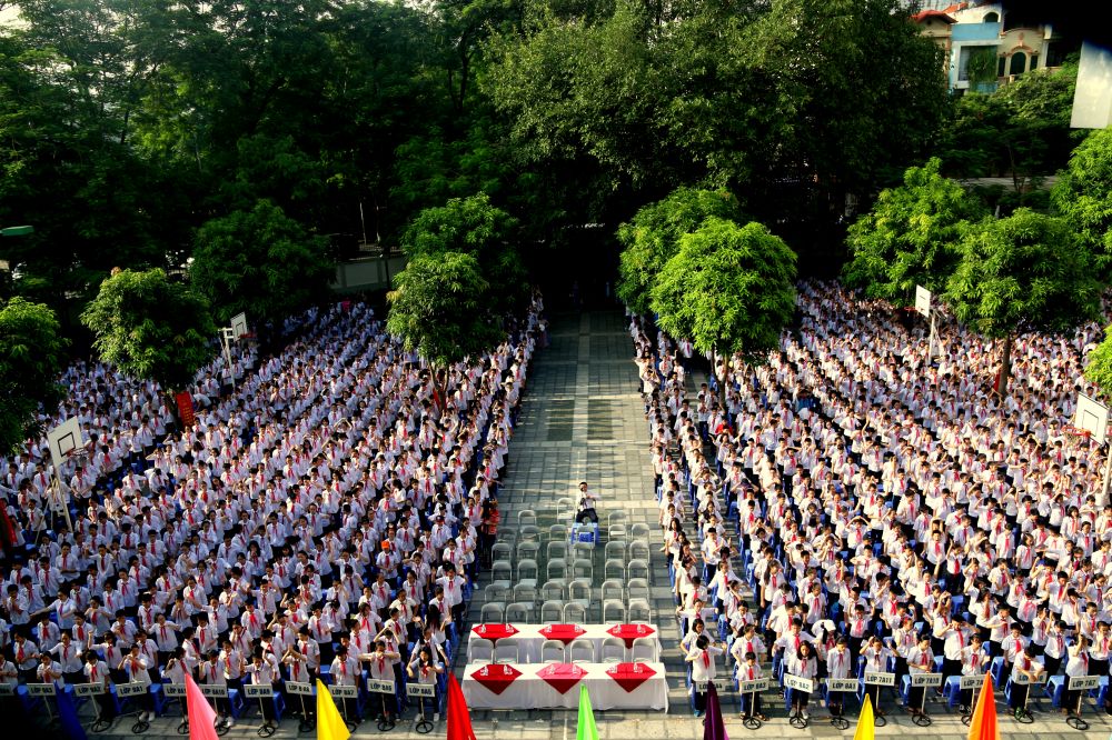 Lễ khai giảng tại trường THCS Nghĩa Tân.