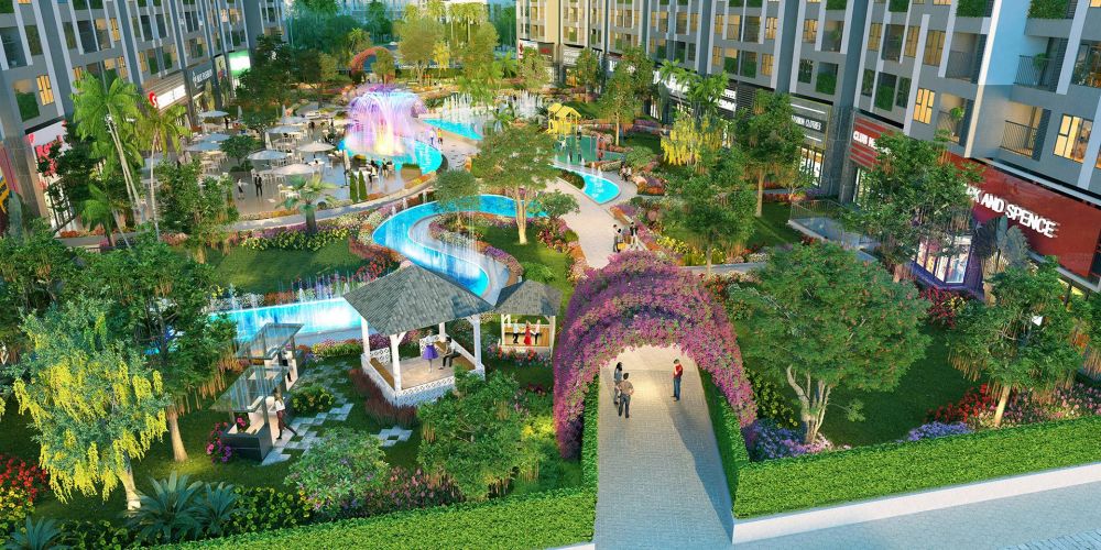 Imperia Sky Garden (Minh Khai, Hà Nội) sở hữu mật độ xây dựng thấp trong khu vực Minh Khai, 39% trên tổng diện tích đất hơn 3.1ha. Phần lớn diện tích được chủ đầu tư dành cho không gian công cộng, khuôn viên cây xanh và mặt nước. Vườn chân mây là điểm nhấn đặc biệt mang đến khoảng xanh ở độ cao gần 100 mét tại dự án này.  