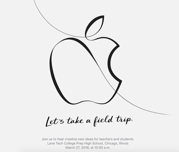  Thư mời báo chí của Apple đơn giản chỉ có hình ảnh logo Apple cách điệu và cùng thông tin cơ bản của sự kiện 27/3.