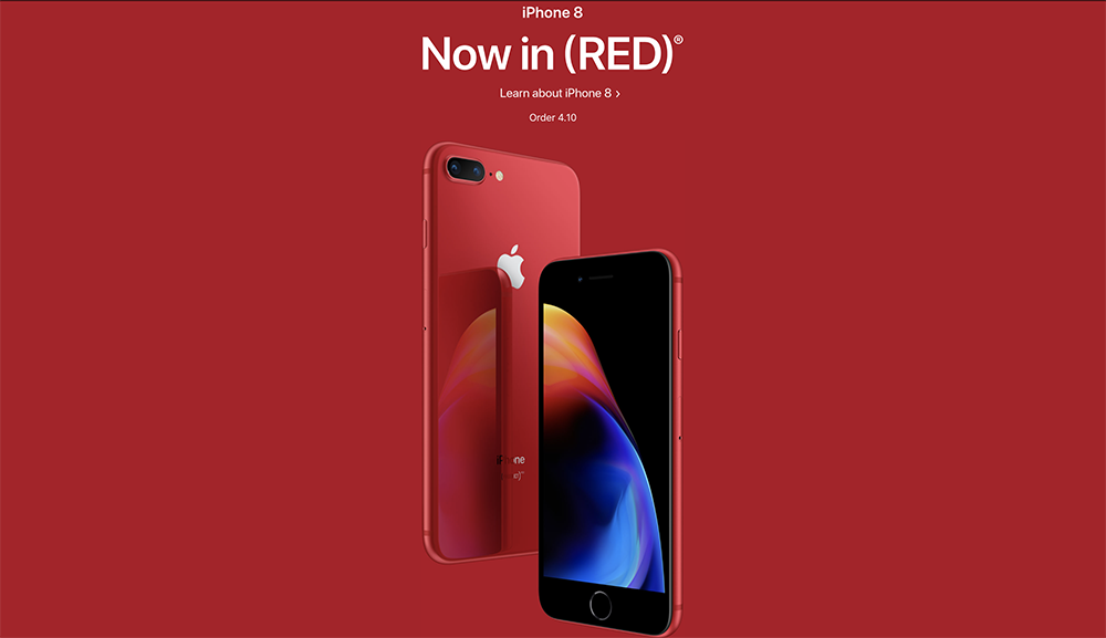 iPhone 8/8 Plus (Product) RED cho phép đặt hàng từ ngày 10/4 và chính thức lên kệ từ 13/4 tại Mỹ.