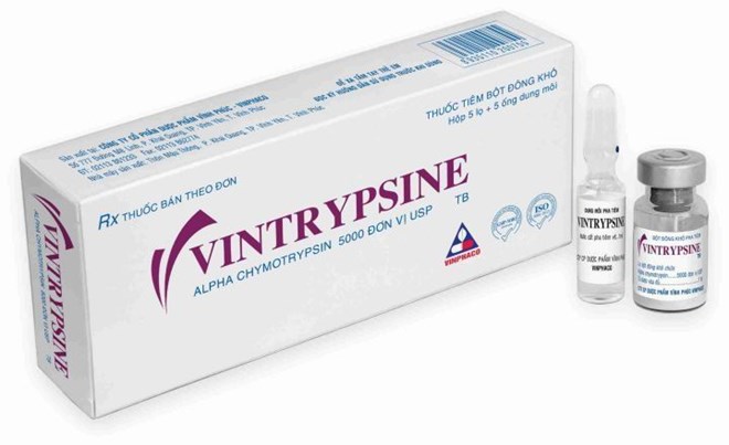 Thuốc bột đông khô pha tiêm Vintrypsine (Nguồn: vinphaco.com.vn)