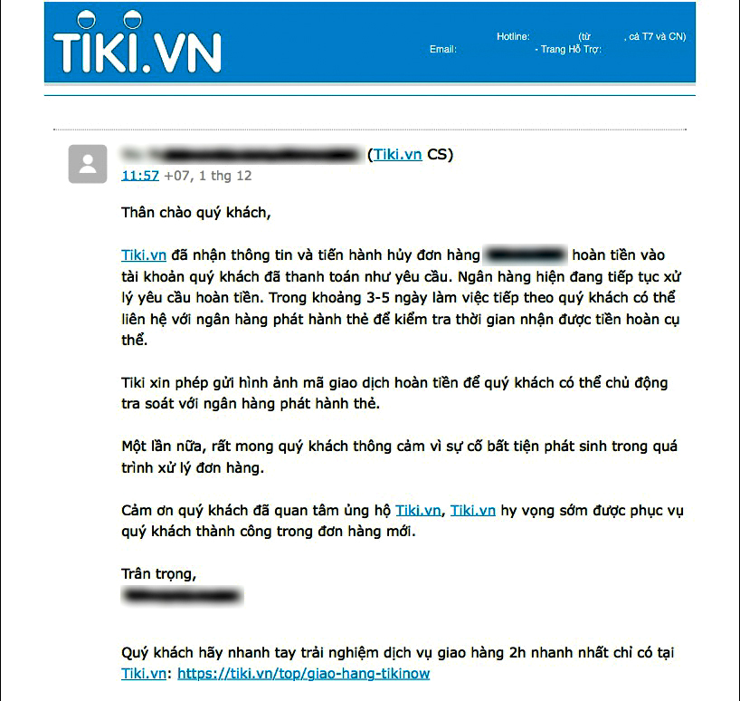 Tiki.vn đã xin lỗi khách hàng của mình.