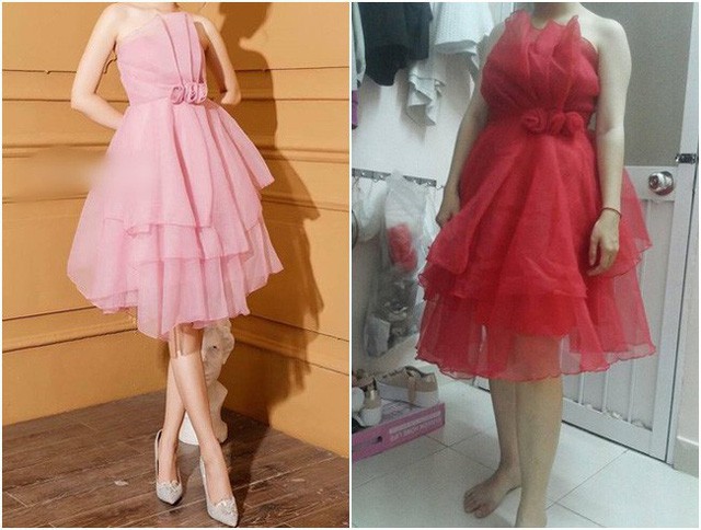 Nhìn qua thì hai chiếc váy cũng có nét giống nhau về kiểu cách nhưng rõ ràng là khác nhau một trời một vực.