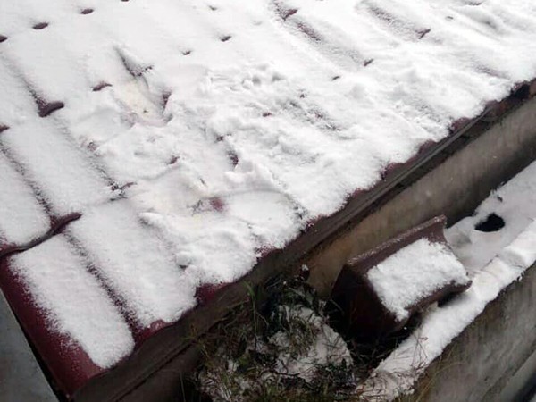 Mái nhà phủ tuyết trắng xóa trên đỉnh Mẫu Sơn những ngày qua