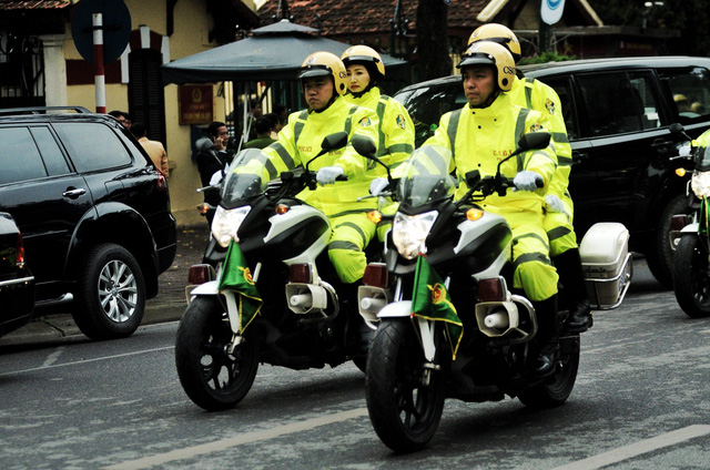 Tham gia bảo vệ hội nghị, Đội CSGT dẫn đoàn sử dụng 20 môtô Honda NCX-750 để đưa đón, hộ tống đại biểu.
