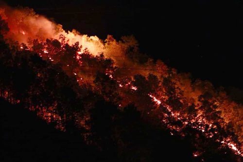 Rừng Hương Sơn bùng cháy dữ dội, người dân sơ tán trong đêm