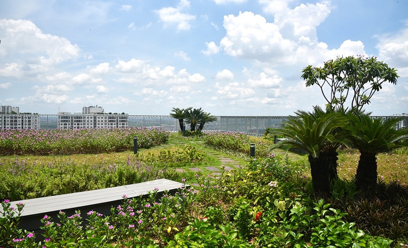 Một góc của khu vườn chân mây với tầm nhìn panaroma toàn thành phố.