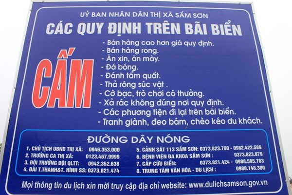 Những quy định cấm trên bãi biển Sầm Sơn.