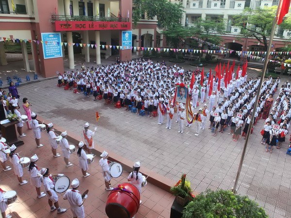 Lễ Khai giảng năm học mới 2014 -2015 của Trường Tiểu học Bạch Mai, quận Hai Bà Trưng, Hà Nội. (Ảnh: Anh Tuấn/TTXVN)