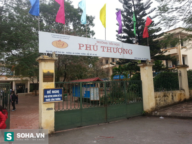 Trường Tiểu học Phú Thượng, một trong những trường ở Tây Hồ nhập rau không rõ nguồn gốc làm thức ăn cho học sinh.