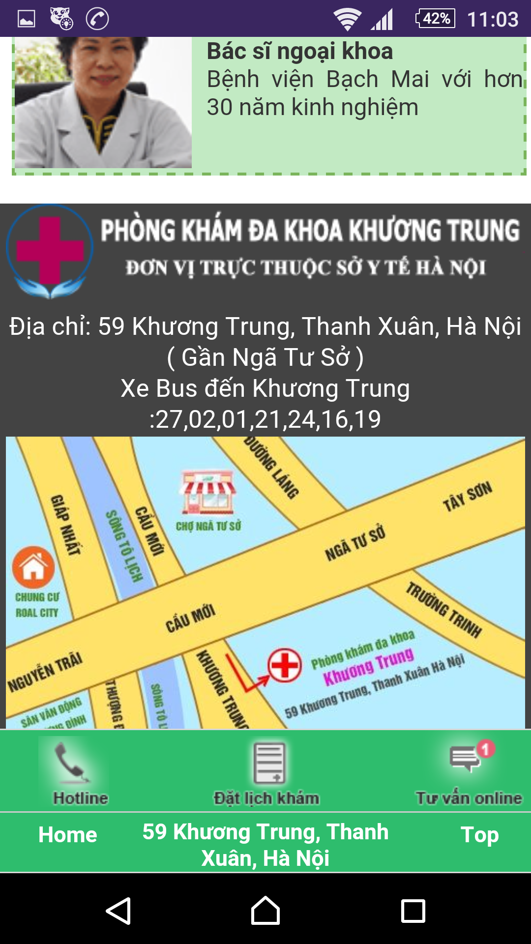 PKĐK 59 Khương Trung ngang nhiên mượn danh Sở Y Tế Hà Nội để quảng cáo.