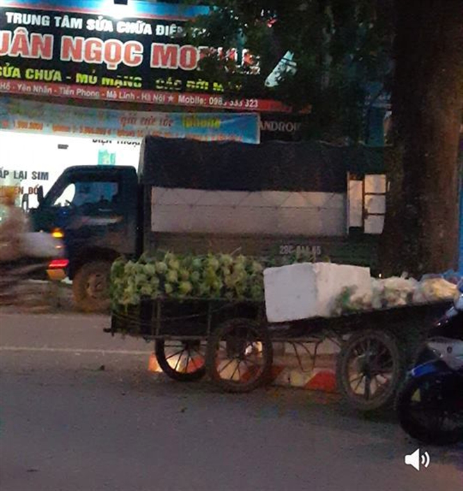 Xe chở hàng của bà Nguyễn Thị Tưởng sau khi “ăn” hàng tại nhà ông Năm