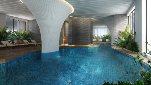 Dự án Ecolife Capitol thiết kế bể bơi nước mặn bốn mùa tại tầng 5 của dự án.