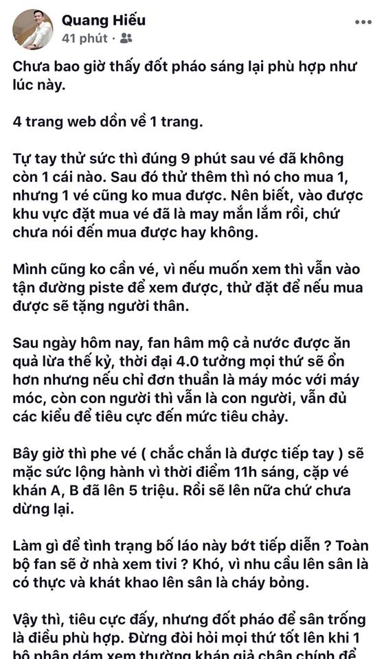 Anh Q.H cũng bức xúc chia sẻ trên mạng xã hội