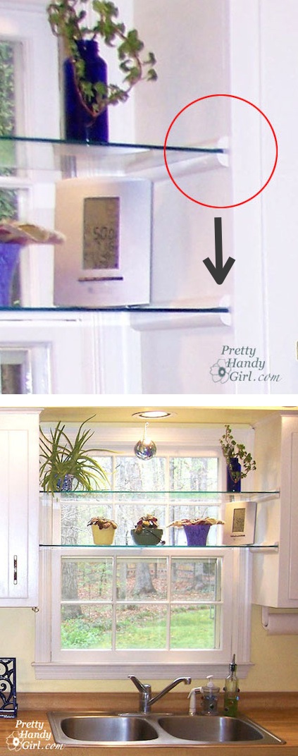 25.-Install-glass-shelves-in-your-kitchen-window-for-plants-and-herbs-27-Easy-Remodeling-Projects-That-Will-Completely-Transform-Your-Home