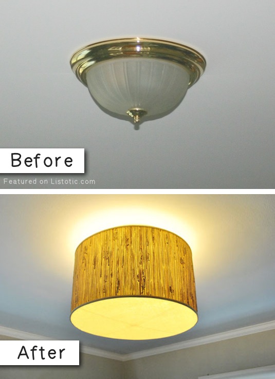 9.-Update-an-old-light-fixture-with-a-drum-lamp-shade-27-Easy-Remodeling-Projects-That-Will-Completely-Transform-Your-Home
