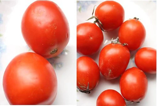 Cà chua Trung Quốc không có cuống, quả thường to, vỏ mịn. Cà chua Đà Lạt có cuống, vỏ cà có vết bẩn xước, trái cà nhỏ và thuôn hơn.