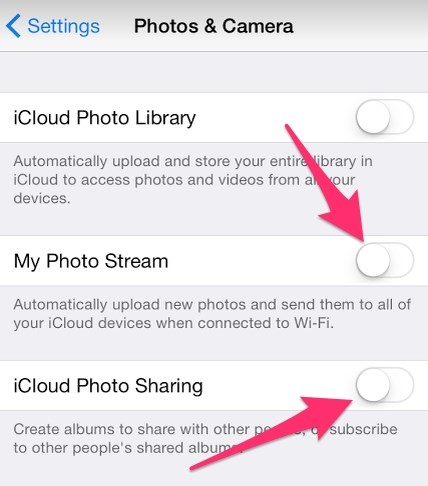 Nên tắt tính năng Photo Stream 