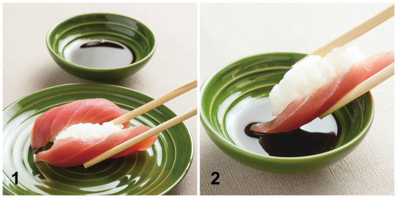Cách ăn sushi dùng đũa.