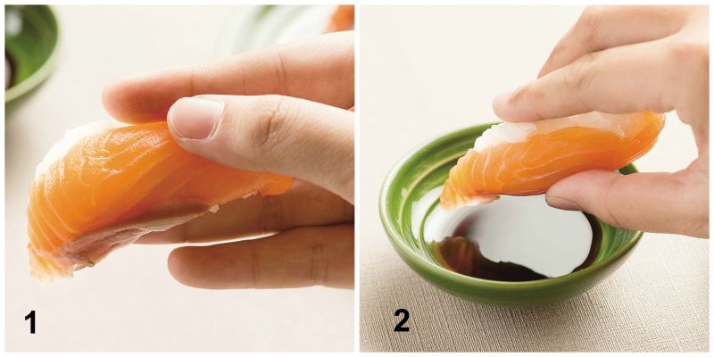 Cách ăn sushi dùng tay.