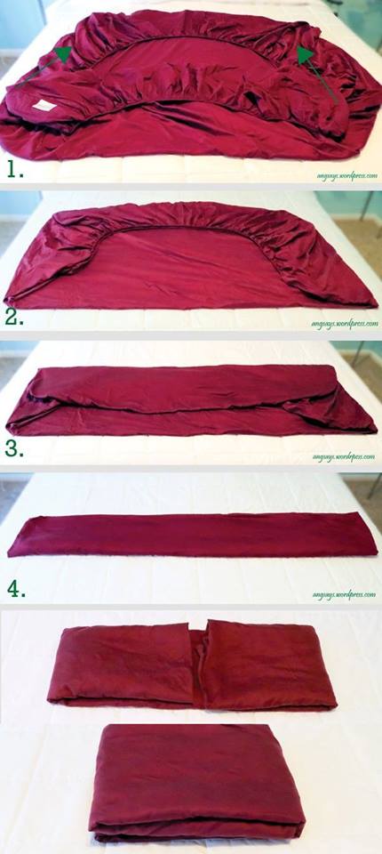 Cách gấp ga chun trải giường.