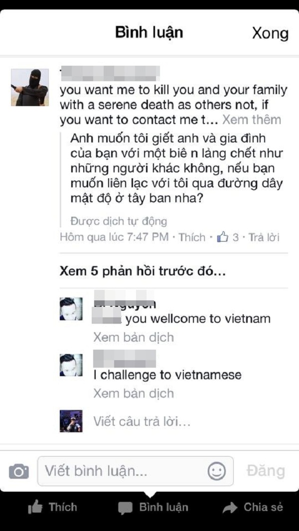 Lời thách thức từ những tài khoản đến từ Việt Nam.