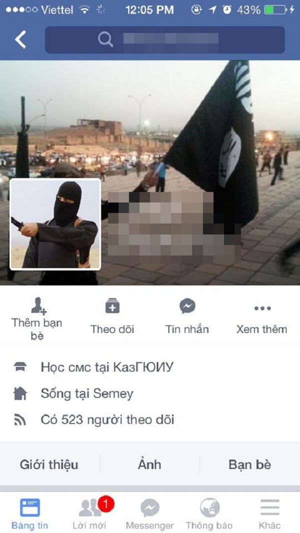 Trang Facebook được cho là của thành viên IS.