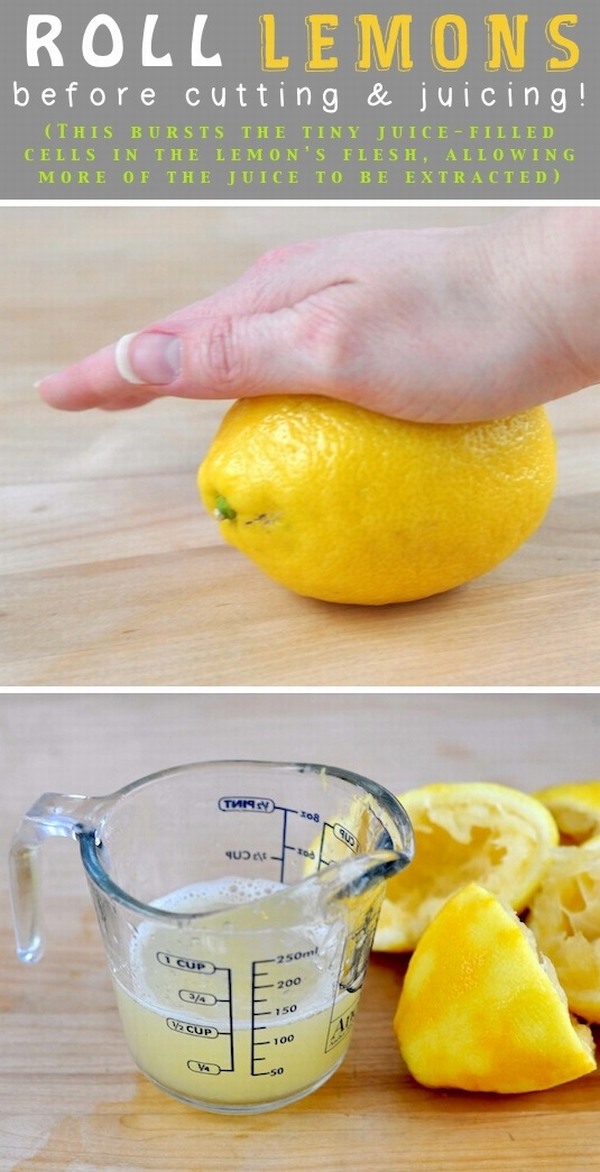 Hãy lăn tròn quả chanh trước khi cắt để chanh vắt được nhiều nước hơn.