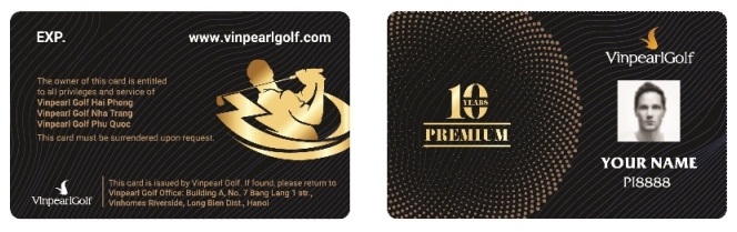  Thẻ Vinpearl Golf Premium với những đặc quyền dành cho các hội viên.