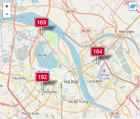 Không chỉ tại khu vực nội thành mà nhiều điểm khác ở ngoại thành Hà Nội sáng nay chất lượng không khí cũng ở ngưỡng báo động đỏ.