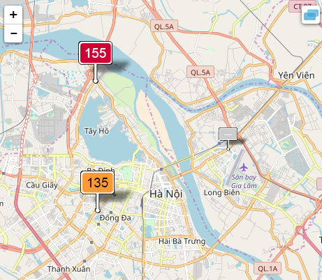 Chỉ số chất lượng không khí tại khu vực nội thành và ngoại thành Hà Nội những ngày qua luôn trong tình trạng kém chất lượng.